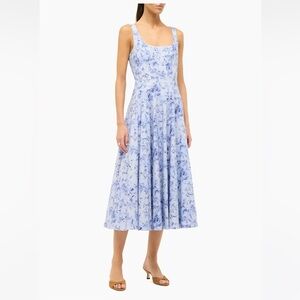 STAUD Wells Floral Cotton Midi-Dress